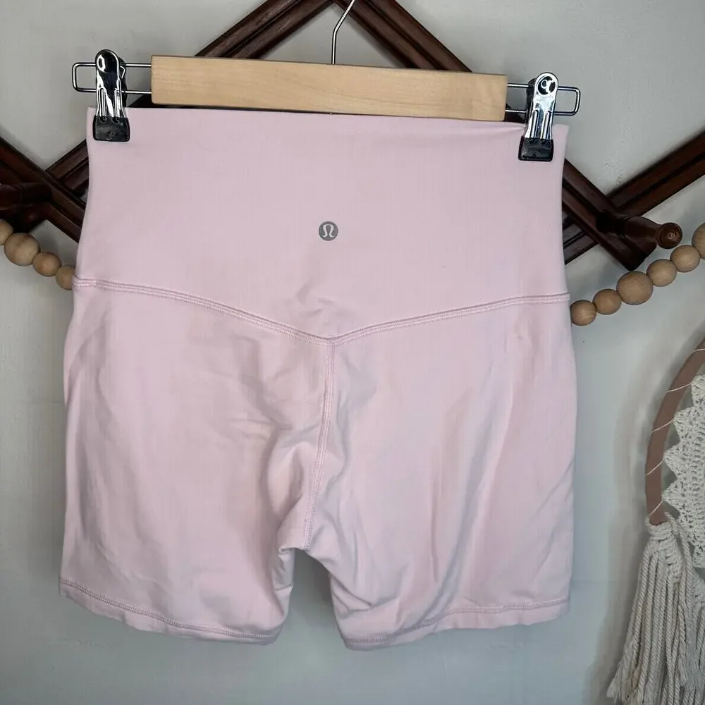 Lululemon Align Hi Rise Strawberry Milkshake Pink Biker Shorts - Picture 3 of 4